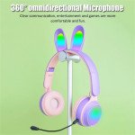 Wholesale Cute Bunny Ear Bluetooth Wireless Foldable Headphone Headset with Microphone and FM Radio ST81M for Universal Cell Phone And Bluetooth Device (Purple)