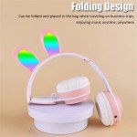 Wholesale Cute Bunny Ear Bluetooth Wireless Foldable Headphone Headset with Microphone and FM Radio ST81M for Universal Cell Phone And Bluetooth Device (Purple)