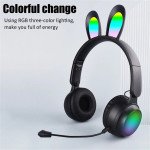 Wholesale Cute Bunny Ear Bluetooth Wireless Foldable Headphone Headset with Microphone and FM Radio ST81M for Universal Cell Phone And Bluetooth Device (Purple)