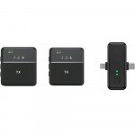 Wholesale Premium Dual Mic Wireless Microphone with iPhone and Type C Adapter for Audio Recording for Universal Cell Phone, Device and More (Black)