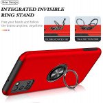 Wholesale Dual Layer Armor Hybrid Stand Ring Case for Samsung Galaxy A03s (USA), A02s (Red)