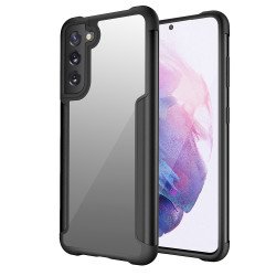 Clear Iron Armor Hybrid Chrome Case for Samsung Galaxy S21 FE [2021] (Black)