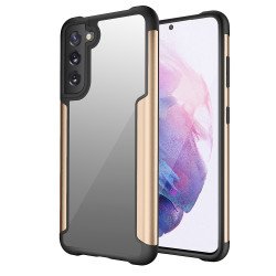 Clear Iron Armor Hybrid Chrome Case for Samsung Galaxy S21 FE [2021] (Gold)