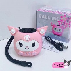 Adorable Cartoon Bluetooth Speaker with FM Radio and SD Card Slot - Portable Wireless Audio for All Devices T-33 for Universal Cell Phone And Bluetooth Device (Pink)