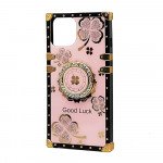 Wholesale Heavy Duty Floral Clover Diamond Ring Stand Grip Hybrid Case Cover for Apple iPhone 11 [6.1] (Hot Pink)