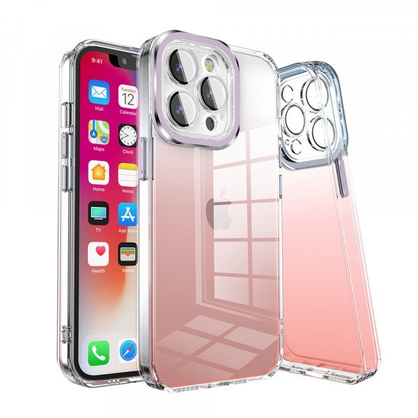 Wholesale Transparent Armor Clear Gradient Color Cover Case for Apple iPhone 11 [6.1] (Red)
