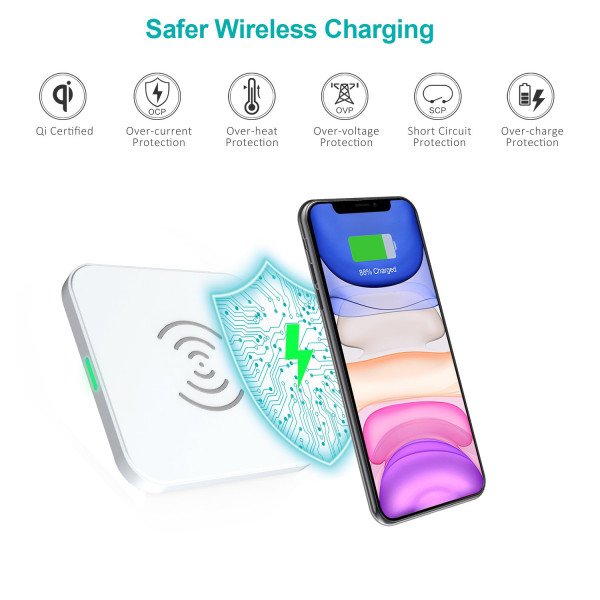 Wholesale Slim and Simple 10W Max Fast Wireless Charging Pad T511 for Universal Qi Compatible Phone Device (White)