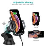 Wholesale Car Dock 10W Fast Wireless Charger Windshield and Dashboard Car Mount Long Holder with Car Adapter T521W for Universal Cell Phones and Qi Compatible Device (Black) (Include Car Adapter)