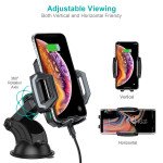 Wholesale Car Dock 10W Fast Wireless Charger Windshield and Dashboard Car Mount Long Holder T521 for Universal Cell Phones and Qi Compatible Device (Black)