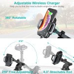 Wholesale Car Dock 10W Fast Wireless Charger Windshield and Dashboard Car Mount Long Holder with Car Adapter T521W for Universal Cell Phones and Qi Compatible Device (Black) (Include Car Adapter)
