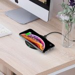 Wholesale 15W Fast Wireless Charging Pad with Intelligent Recognition and Charger Adapter T527 for Universal Qi Compatible Phone Device (Black)