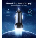 Wholesale 36W MAX Dual Port USB C / Type C Car Charger with Type-C Cable for Universal Cell Phones with USB-C Port (Black)