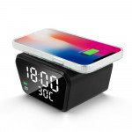 Wholesale 15W Wireless Charging Alarm Clock with Temperature Display Adjustable Brightness and Snooze Function for Universal Cell Phones and Qi Compatible Device (Black)