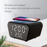 Wholesale 15W Wireless Charging Alarm Clock with Temperature Display Adjustable Brightness and Snooze Function for Universal Cell Phones and Qi Compatible Device (Black)