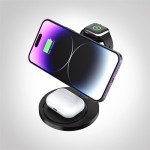 Wholesale 3 in 1 Magnetic Wireless Charger Station 15W Fast Charge Magnetic MagSafe Charging Stand for iDevices (Black)
