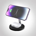 Wholesale 2 in 1 Magnetic Wireless Charger Station 15W Quick Charger MagSafe Charging Stand for Universal Cell Phones and Qi Compatible Device (Black)