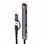 Wholesale 5-in-1 Multi-Function USB Hub Station with Type C Lightning Adapter Micro SD Card Reader Charging Station TC05 for Universal Cell Phone, Device and More (Black)