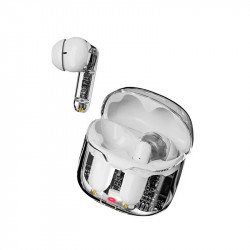 Smart Touch Bluetooth TWS Headset with Transparent Charging Case and Earbuds TC10 for Universal Cell Phone And Bluetooth Device (White)