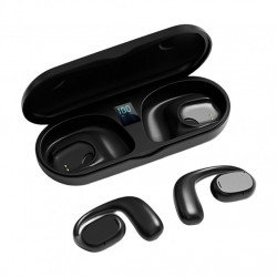 TWS Open Ear Style Bluetooth Wireless Stereo Music Gaming Earbuds Headset Headphones With Battery Display TC18 for Universal Cell Phone And Bluetooth Device (Black)