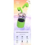 Wholesale Portable Wireless Bluetooth TWS Headphones with Speaker Charging Case - RGB Lights and Transparent Design TC60 for Universal Cell Phone And Bluetooth Device (Pink)