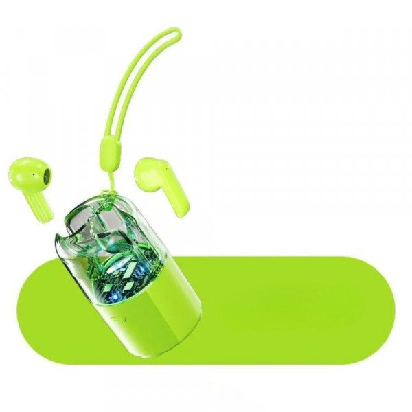 Wholesale Portable Wireless Bluetooth TWS Headphones with Speaker Charging Case - RGB Lights and Transparent Design TC60 for Universal Cell Phone And Bluetooth Device (Green)