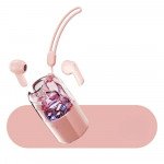 Wholesale Portable Wireless Bluetooth TWS Headphones with Speaker Charging Case - RGB Lights and Transparent Design TC60 for Universal Cell Phone And Bluetooth Device (Pink)