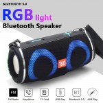 Wholesale Drum Style Dual RGB LED Ring Light Portable Wireless Bluetooth Speaker FM Radio TG642 for Universal Cell Phone And Bluetooth Device (Black)