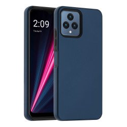 Glossy Dual Layer Armor Defender Hybrid Protective Case Cover for T-Mobile Revvl 6 5G / Boost Mobile Celero 5G 2023 (Navy Blue)