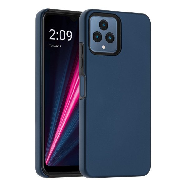 Wholesale Glossy Dual Layer Armor Defender Hybrid Protective Case Cover for T-Mobile Revvl 6 5G / Boost Mobile Celero 5G 2023 (Navy Blue)