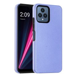 Glossy Dual Layer Armor Defender Hybrid Protective Case Cover for T-Mobile Revvl 6 5G / Boost Mobile Celero 5G 2023 (Purple)