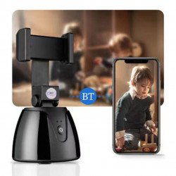 360 Rotation Selfie Stick Object Face Tracking Cellphone Holder Video Recording for Universal Cell Phones IOS / Android (Black)