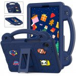Wholesale Cartoon Silicone Shockproof Handle Kid Friendly Convertible Kickstand Durable Protective Cover Case for Samsung Galaxy Tab A9 (Navy Blue)