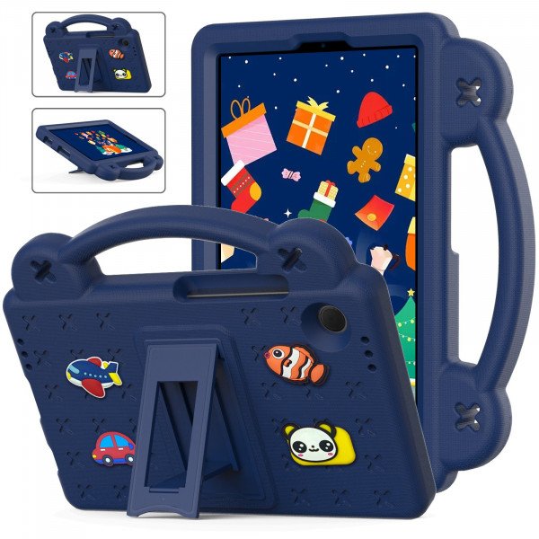 Wholesale Cartoon Silicone Shockproof Handle Kid Friendly Convertible Kickstand Durable Protective Cover Case for Samsung Galaxy Tab A9 (Navy Blue)