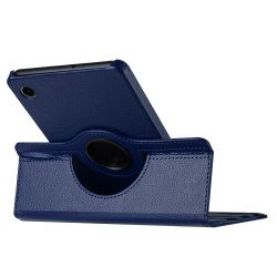 360 Degree Rotation Flip Cover Leather Kickstand Protective Cover Case for Samsung Galaxy Tab A9 Plus (Navy Blue)