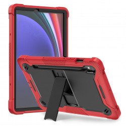 Heavy Duty Full Body Shockproof Protection Kickstand Hybrid Tablet Case Cover for Samsung Galaxy Tab S9 (Red)