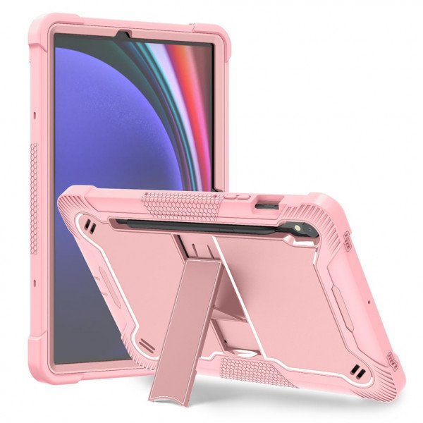 Wholesale Heavy Duty Full Body Shockproof Protection Kickstand Hybrid Tablet Case Cover for Samsung Galaxy Tab S9 (Rose Gold)