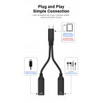 Wholesale 2-in-1 Type-C Dual Headphones Audio and 60 W PD Charging Port Splitter Adapter for Universal Cell Phone, Device and More (Black)