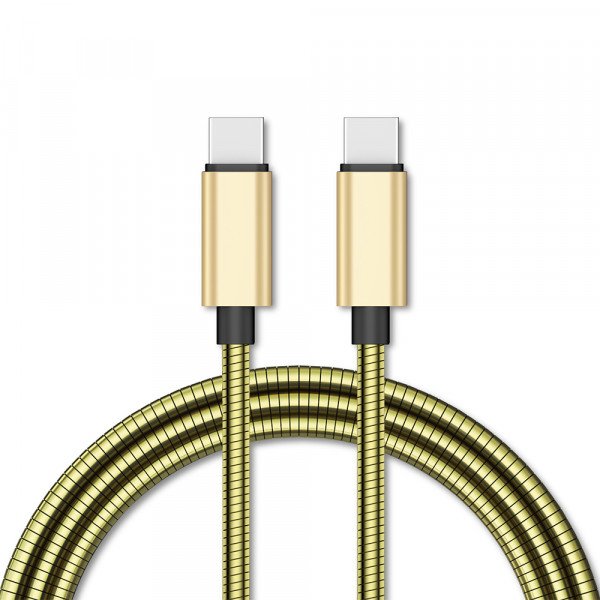 Wholesale Type-C to Type-C USB Cable 3.3ft: Alumninum Braided for Charging & Data Transmission 65W for Universal Cell Phone, Device and More (Gold)