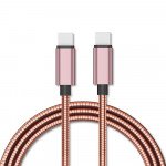 Wholesale Type-C to Type-C USB Cable 3.3ft: Alumninum Braided for Charging & Data Transmission 65W for Universal Cell Phone, Device and More (Pink)