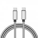 Wholesale Type-C to Type-C USB Cable 3.3ft: Alumninum Braided for Charging & Data Transmission 65W for Universal Cell Phone, Device and More (Silver)