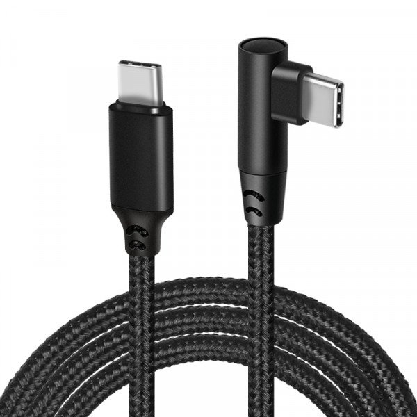 Wholesale Type-C to Type-C Cable: Right Angle, Fast Charging, 90° Nylon Braided L-Shaped PD 20W for Universal Cell Phone, Device and More (Black)