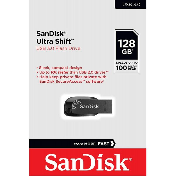 Wholesale SanDisk 128 GB USB 3.0 Ultra Shift Flash Drive for Data Storage and Transfer (128GB)