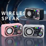 Wholesale Futuristic Transparent Bluetooth Speaker - Lightweight with LED Lights & Type-C Charging V1 for Universal Cell Phone And Bluetooth Device (Black)