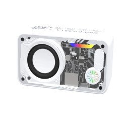 Futuristic Transparent Bluetooth Speaker - Lightweight with LED Lights & Type-C Charging V1 for Universal Cell Phone And Bluetooth Device (White)