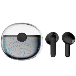 Neon Light Case TWS Mini Design True Wireless Earbuds Bluetooth Headset for Universal Cell Phone And Bluetooth Device VG58 (Black)