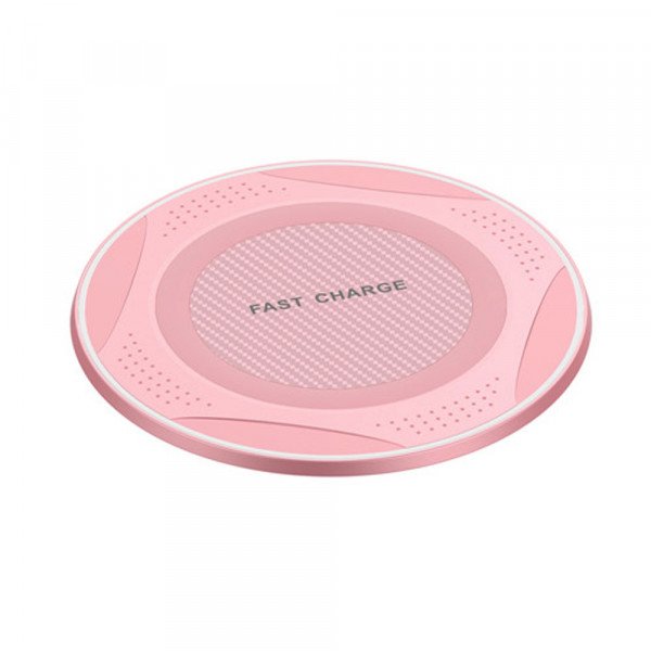 Wholesale Wireless Charger 10W Max Fast Wireless Charging Pad W0021 for Universal Qi Compatible Phone Device (Pink)