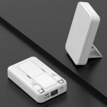 Wholesale 10000mAh Fast Charging Magsafe Magnetic Power Bank Built-in USB-C & Lightning Cables with Kickstand for Universal Cell Phone And Devices (White)