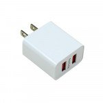 Wholesale 2.1A Dual USB Wall Charger Fast Charging Power Adapter for Universal Cell Phone, Device and More (White)