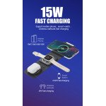 Wholesale 3-in-1 MagSafe Compatible Charging Station: Qi2 Certified 15W Wireless Charger Stand, Foldable & Portable for Travel for Universal Cell Phones and Qi Compatible Device (White)