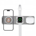 Wholesale 3-in-1 MagSafe Compatible Charging Station: Qi2 Certified 15W Wireless Charger Stand, Foldable & Portable for Travel for Universal Cell Phones and Qi Compatible Device (White)